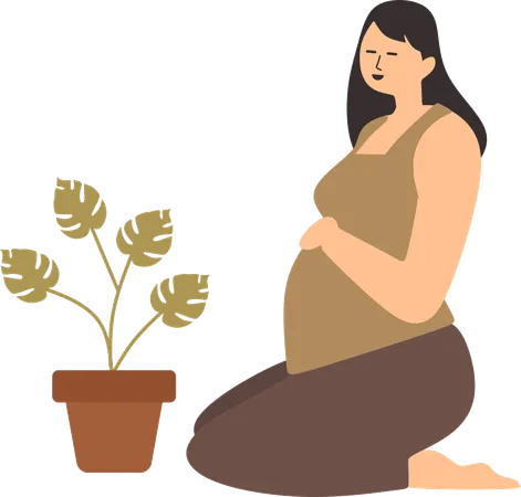 Pregnant woman enjoying maternity leave  Illustration