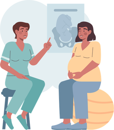 Pregnant woman goes for doctor consultation  Illustration