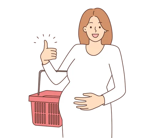 Pregnant woman going outside Illustration