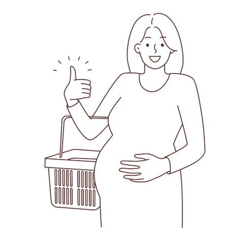 Pregnant woman going outside Illustration
