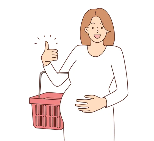 Pregnant woman going outside  Illustration