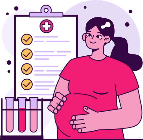 Pregnant woman having medical check up  イラスト