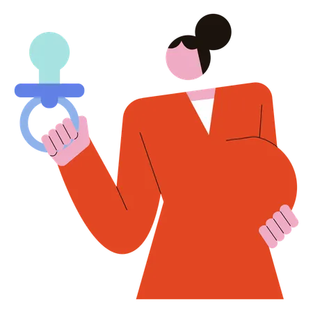 Pregnant woman holding Baby Pacifier  Illustration