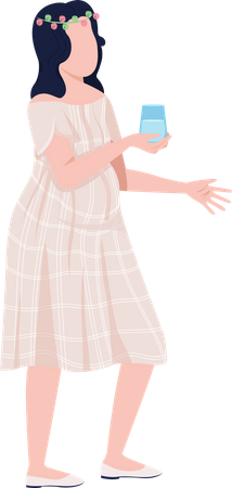 Pregnant woman holding Drink  Illustration