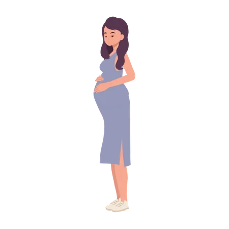 Pregnancy Concept Illustration Expecting Mothers Love Pregnant Woman Hugging Belly Future Mom Embracing Pregnancy Illustration