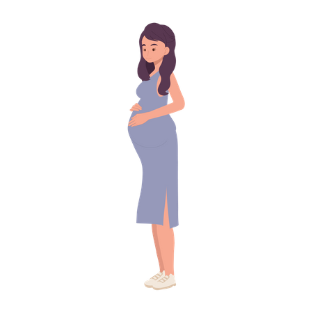 Pregnant Woman Hugging Belly  Illustration