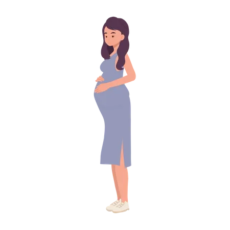 Pregnant Woman Hugging Belly  Illustration