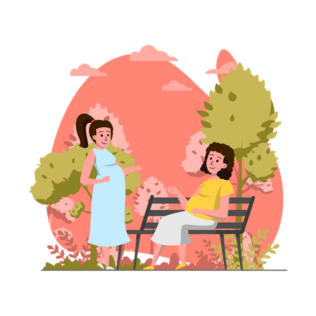 Pregnant woman in park  일러스트레이션