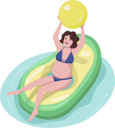 Pregnant woman in pool  Illustration