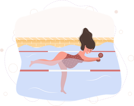 Pregnant woman in pool  Illustration