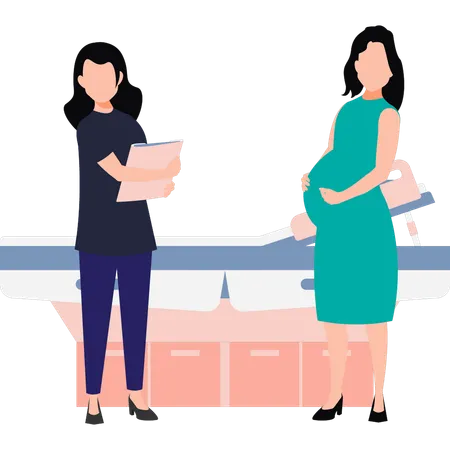 A Pregnant Woman Is Coming For A Check Up Illustration