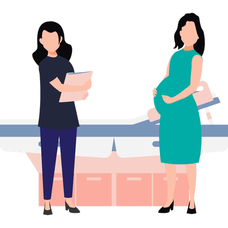 Pregnant woman is coming for a check-up  Illustration