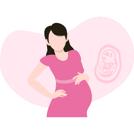 Pregnant woman is standing Illustration