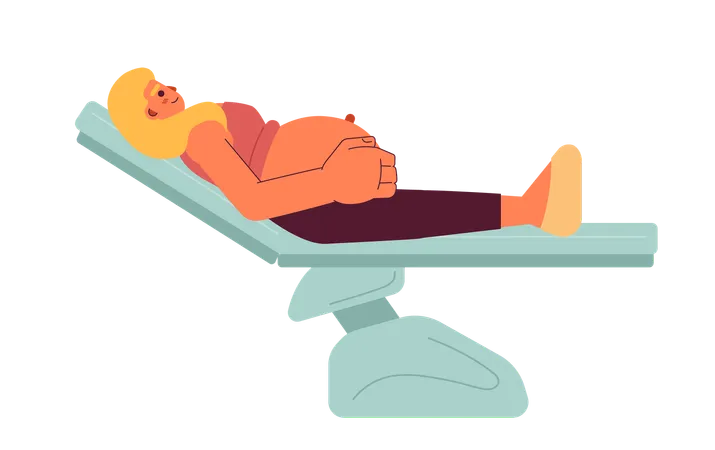Pregnant woman lying on bed  Illustration