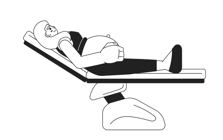 Pregnant woman lying on bed  Illustration