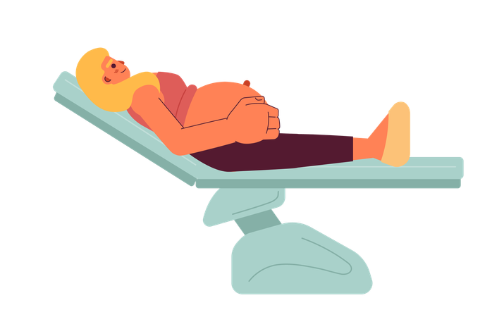 Pregnant woman lying on bed  Illustration