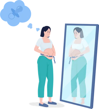 Pregnant Woman Measuring Baby Belly Illustration