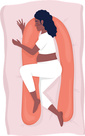 Pregnant woman resting with U shaped pillow Illustration