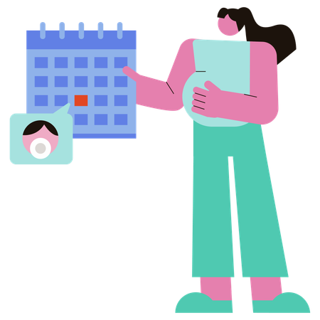 Pregnant woman showing baby Birth Schedule  Illustration