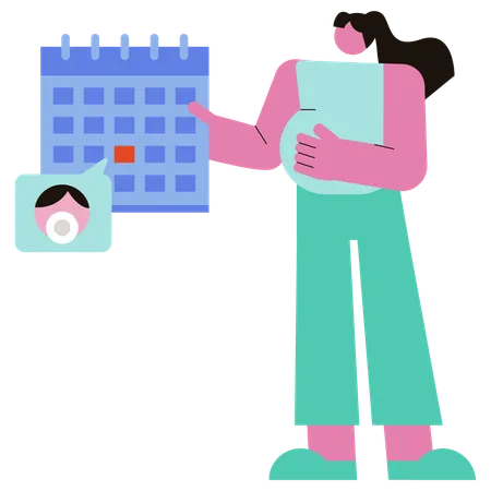 Pregnant woman showing baby Birth Schedule  Illustration