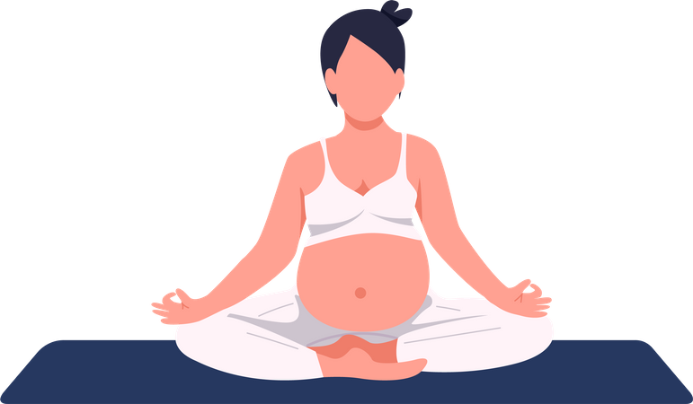 Pregnant woman sitting in yoga pose Illustration