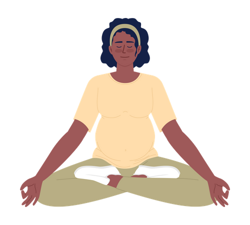 Pregnant woman sitting in yoga pose  Illustration