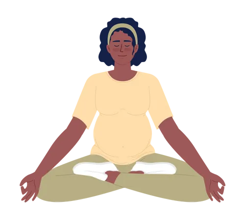 Pregnant woman sitting in yoga pose  Illustration