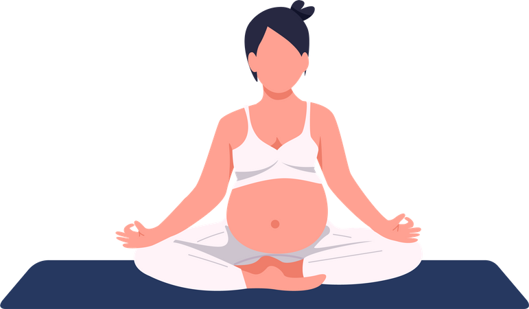 Pregnant woman sitting in yoga pose  Illustration