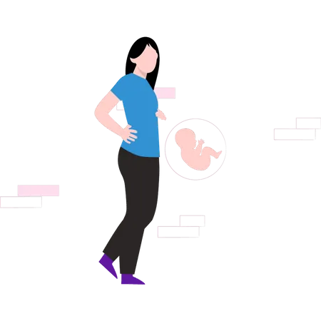 Pregnant woman standing  Illustration