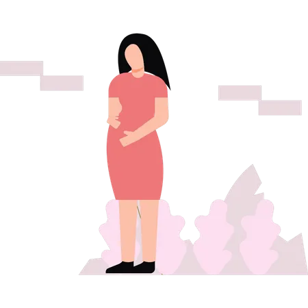 Pregnant woman standing  Illustration