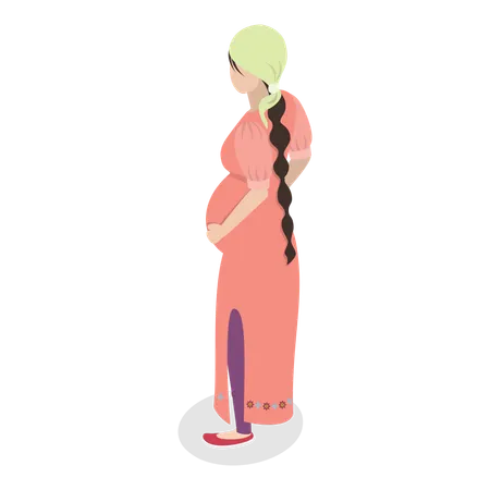 Pregnant woman standing  Illustration