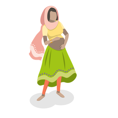 Pregnant woman standing  Illustration