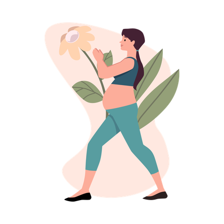 Pregnant woman stretching  Illustration