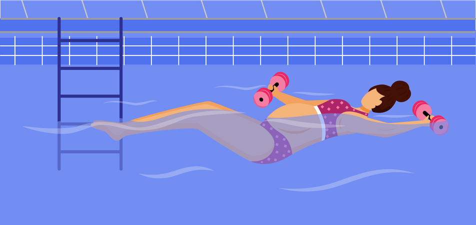 Pregnant woman swimming in pool  Illustration