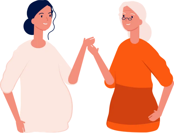 Pregnant Woman Talking With Mom Illustration