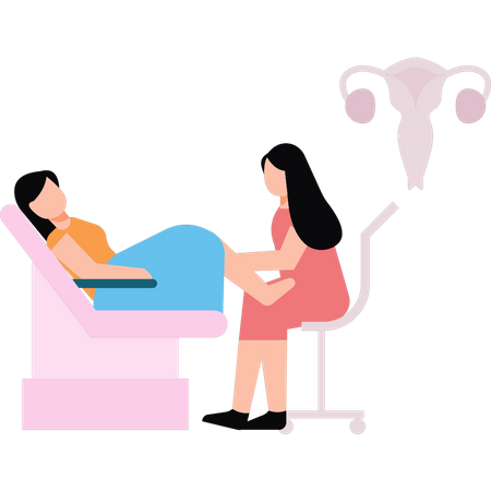 Pregnant woman visiting gynecologist for check-up  Illustration