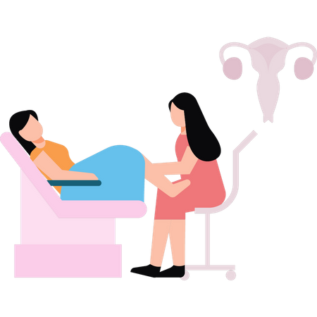 Pregnant woman visiting gynecologist for check-up  Illustration