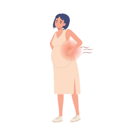 Pregnant Woman with Back Pain  Illustration
