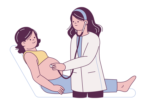 Pregnant Woman with Doctor  Illustration