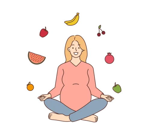 Pregnant woman with fruit  Illustration