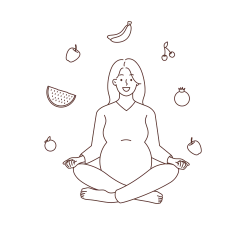 Pregnant woman with fruit Illustration