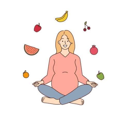 Pregnant woman with fruit  Illustration