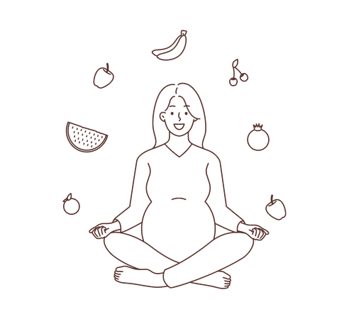 Pregnant woman with fruit  Illustration