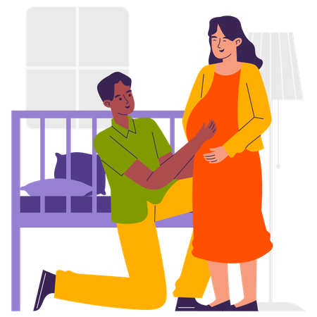 Pregnant Woman with Hasband  Illustration