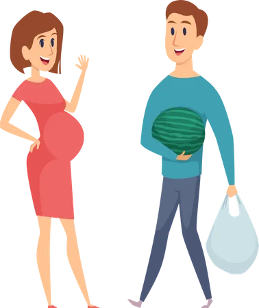 Pregnant woman with husband  Illustration