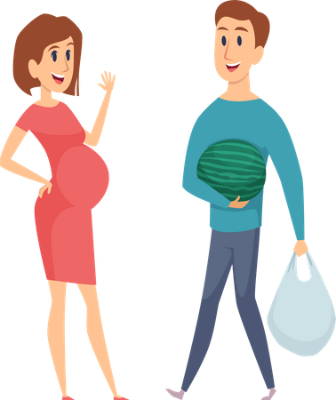 Pregnant woman with husband  イラスト