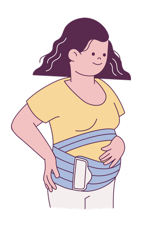 マタニティサポートベルトを着用した妊婦  イラスト