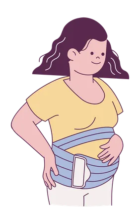 マタニティサポートベルトを着用した妊婦  イラスト