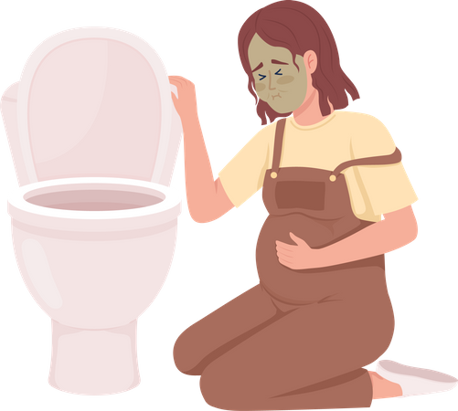 Pregnant woman with nausea Illustration