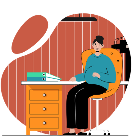 Pregnant woman working remotely  Illustration